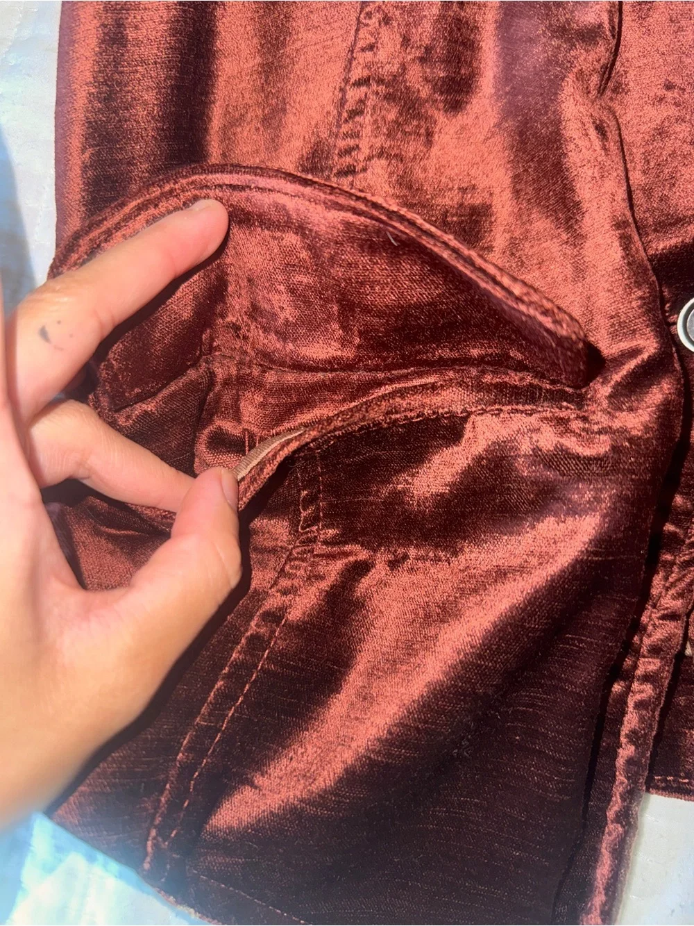 Free People Cotton Blend Crushed Velvet Blazer Jacket Maroon Size XS